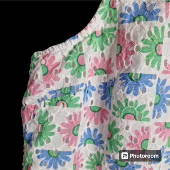 Talbots Floral Daisy Eyelet Shell Tank Top Size XLP - Picture 4 of 11